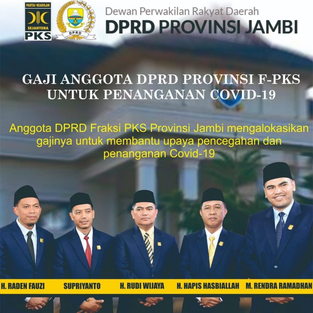 Dewan F-PKS Provinsi Jambi Sisihkan Sebagian Rejekinya Untuk Covid-19