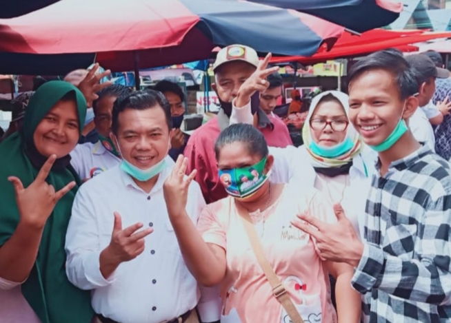 Al Haris Blusukan ke Pasar Bungo dan Silaturahmi dengan 3 Tim Sayap Haris-Sani