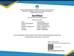 Kepala SMAN 1 Merangin, Dian Andriadi Raih Sertifikat Mandiri Platfrom Merdeka 14 Maret Di Jakarta